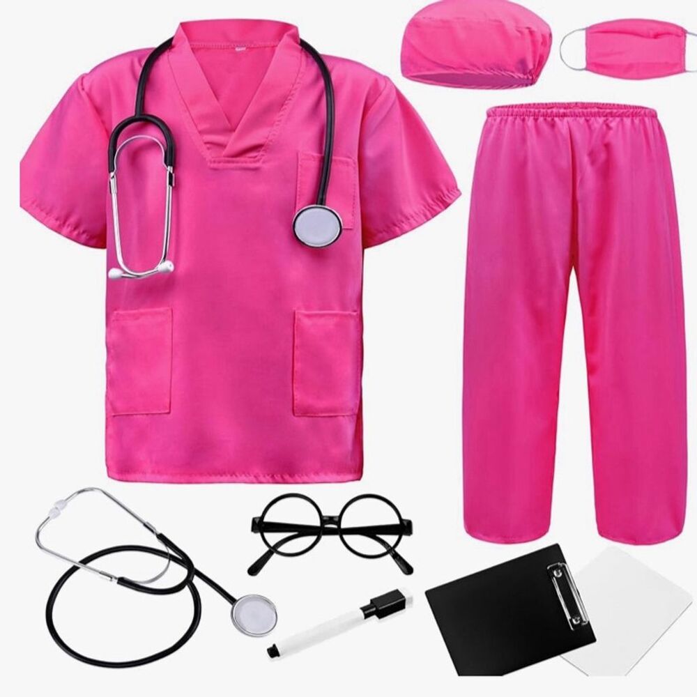 Doctor Costume for Kids Rose Scrubs Set‎ with Accessories Halloween
